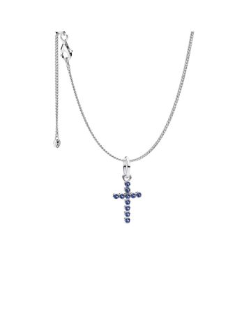 Pandora Blue Round Bezel Cross Necklace ristikaulakoru