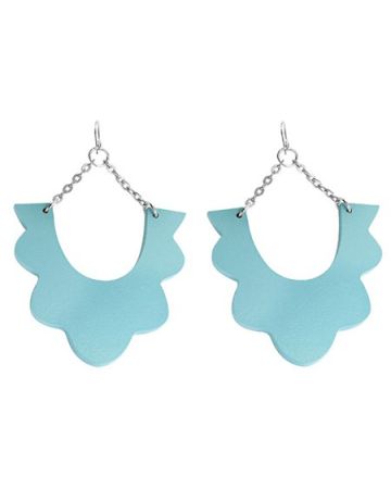 Wood puiset korvakorut 56mm, turkoosi-1