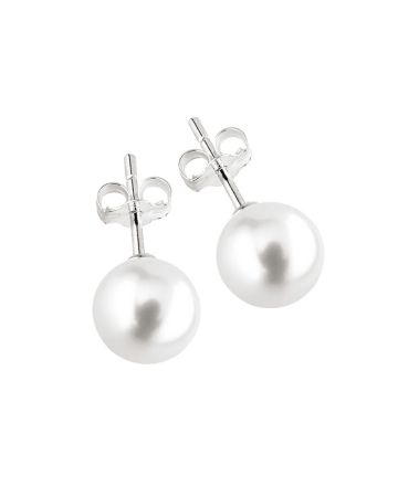 Hopeiset korvakorut, synteettinen helmi Y22505/8M WP-9