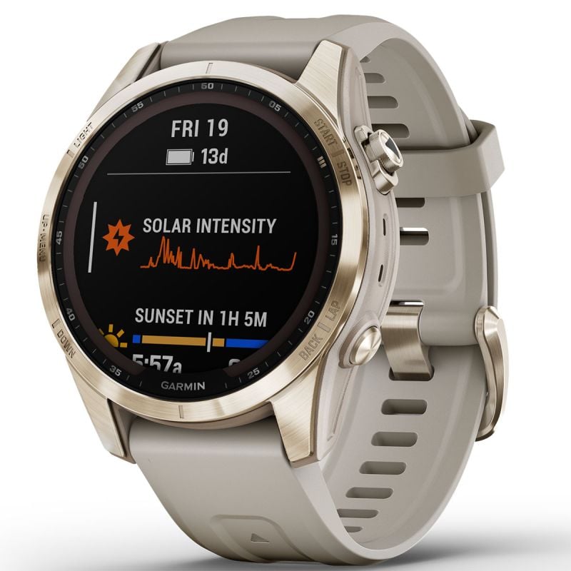 Garmin Fenix 7S Sapphire Sol, Cream Gold Ti w/ Light Sand 010-02539-21-5