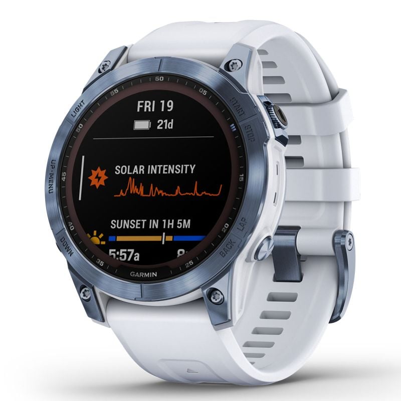 Garmin Fenix 7 Sapphire Solar, Mineral Blue Ti w/Whitestone 010-02540-25-5