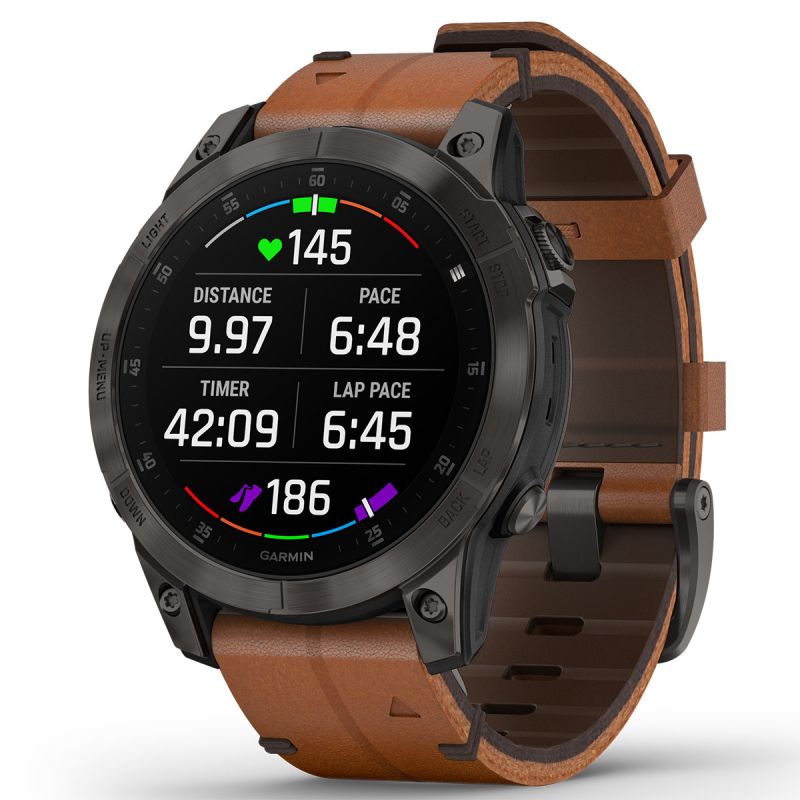 Garmin EPIX 2,Black,Sapphire, Carbon Gray DLC Ti w/Leather Band 010-02582-30-4