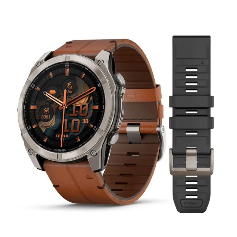 Garmin Fenix 8 Amoled Titanium 51 mm ruskea ja musta ranneke 010-02905-40-0