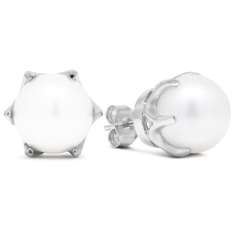Valkokultaiset helmikorvakorut 10 mm 10310Wvalk-1