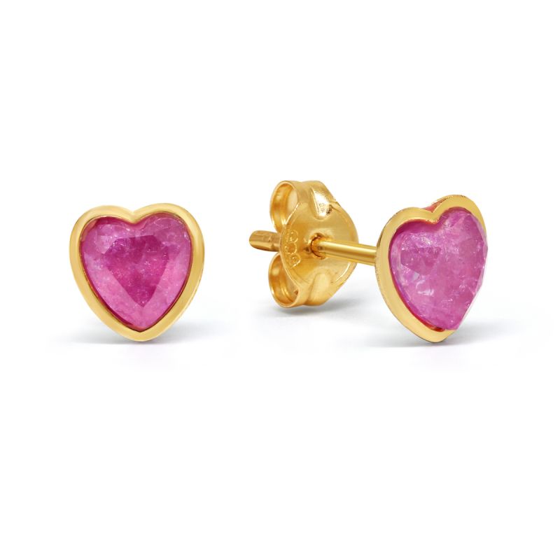 Gold Ohrringe, Rosa Herz 140651pink-1