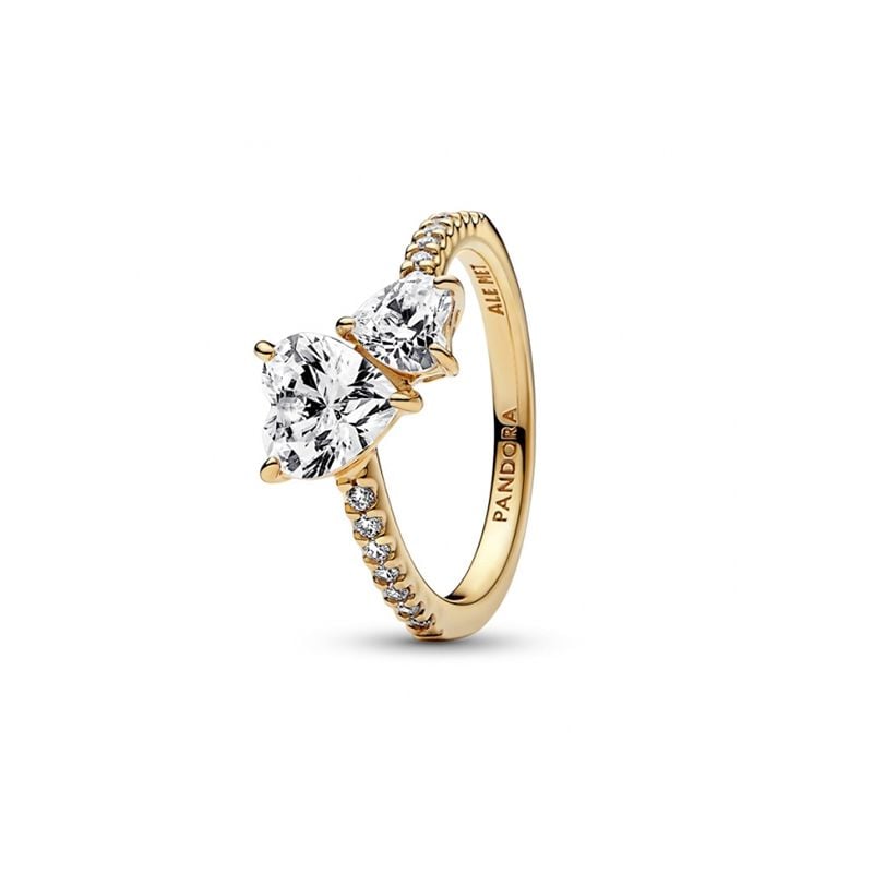 Pandora Double Heart Sparkling sormus 161198C01-1