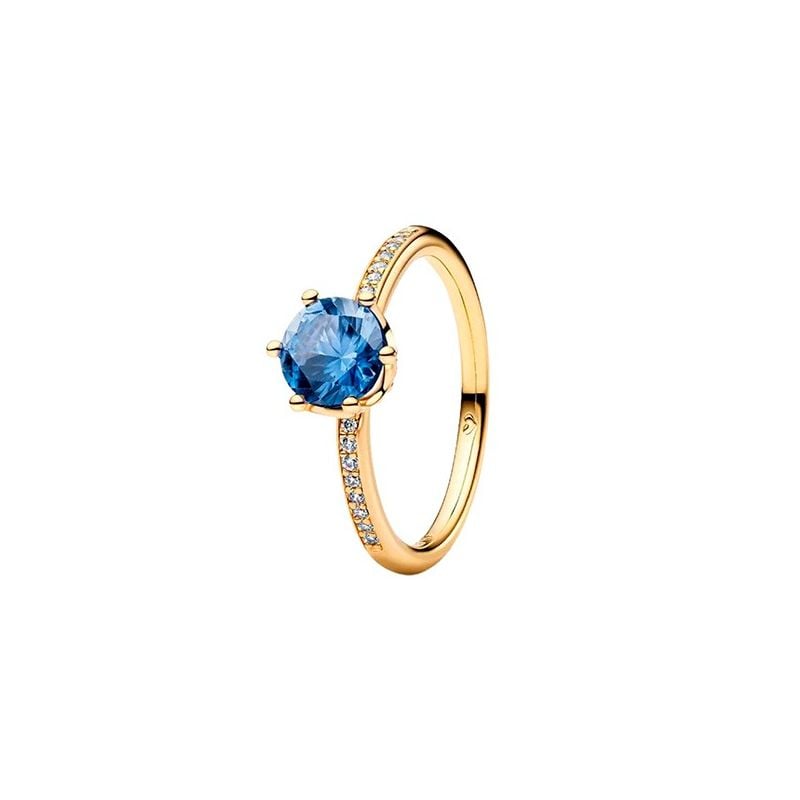 Blue Sparkling Crown Solitaire Ring 168289C02