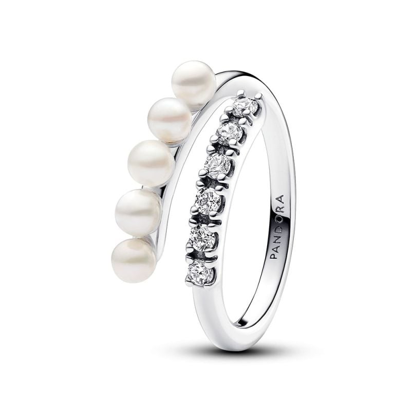 Pandora Treated Freshwater Cultured Pearls & Pavé Open sormus 193145C01-1