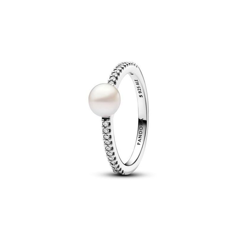 Pandora Timeless Treated Freshwater Cultured Pearl & Pavé Ring 193158C01