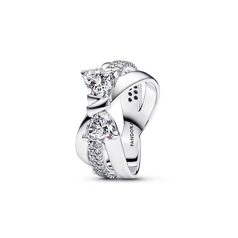 Pandora Sparkling Bow Crossover ring 193553C01-1