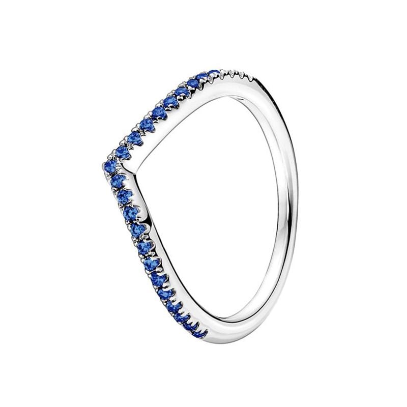 Pandora Sparkling Wishbone Blue sormus 196316C02-18