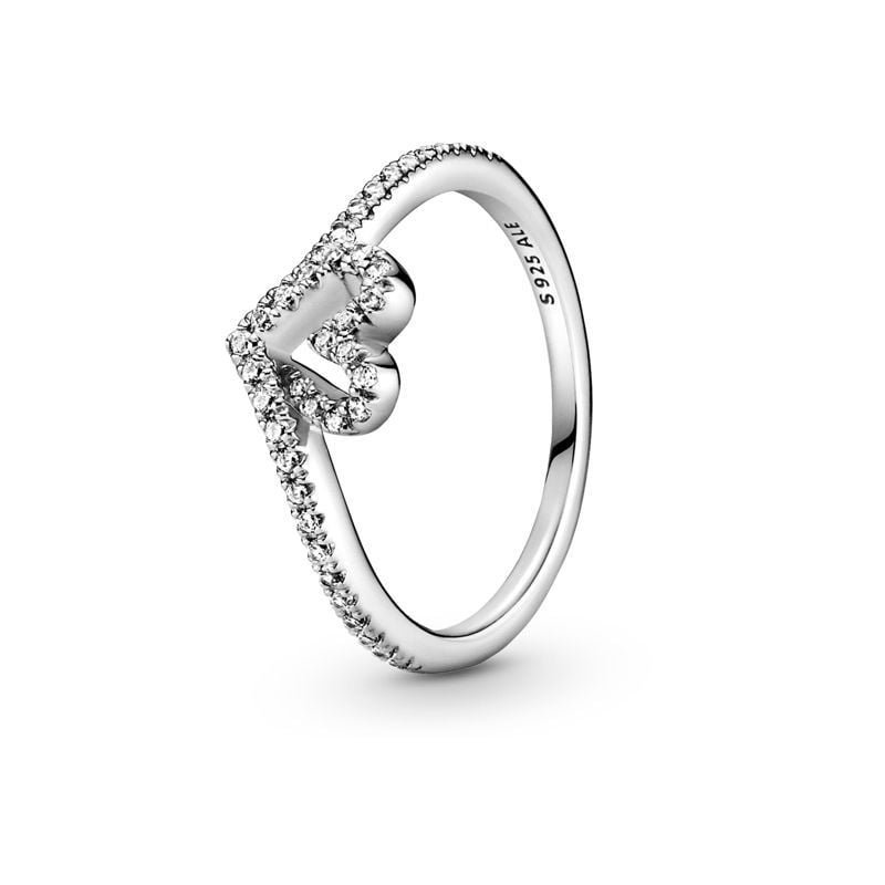 Pandora Stackable Sparkling Wishbone Heart  sormus 199302C01-2