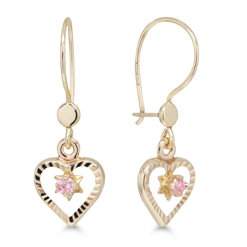 Gold Ohrringe, Herz 23-1002pink-1