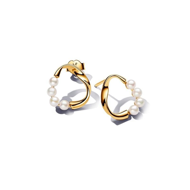 Pandora Organically Shaped Circle & Treated Freshwater Cultured Pearls korvakorut 263276C01-1