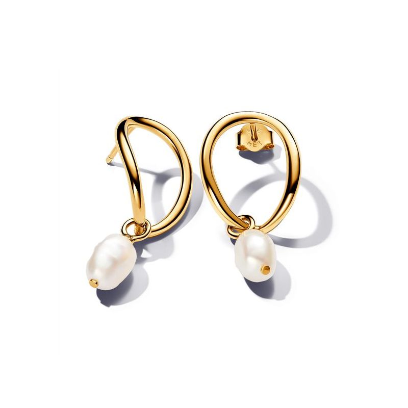 Pandora Organically Shaped Circle & Baroque Treated Freshwater Cultured Pearl korvakorut 263281C01-1
