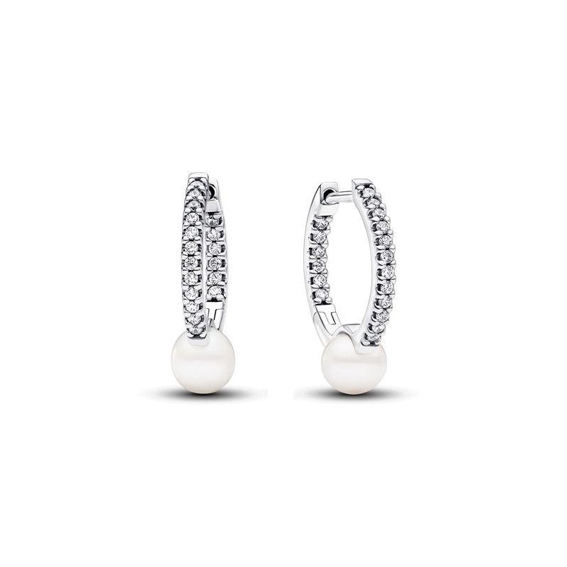 Pandora Treated Freshwater Cultured Pearl & Pavé Hoop korvakorut 293171C01-1