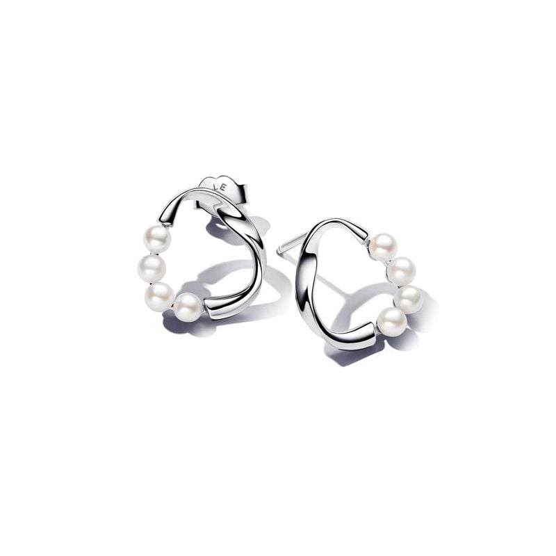 Pandora Organically Shaped Circle & Treated Freshwater Cultured Pearls Stud korvakorut 293276C01-1