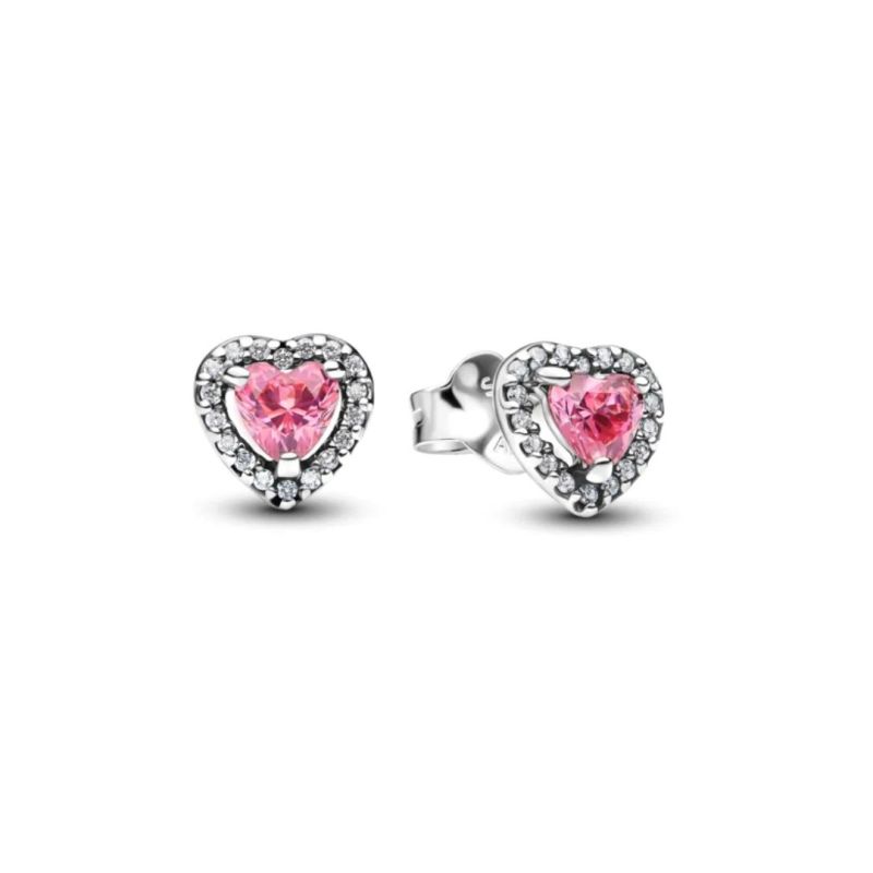 Pandora Elevated Pink Heart Stud Ohrringe 298427C02