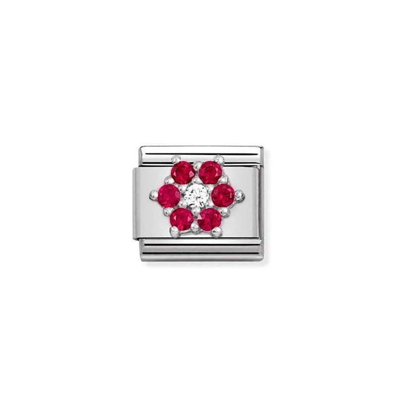 Nomination Classic Silver Shine / punainen kukka 330322/02-1