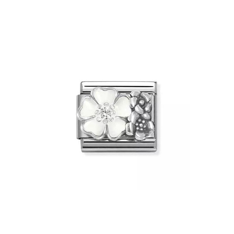 Nomination Silvershine valkoinen kukka 330325/01