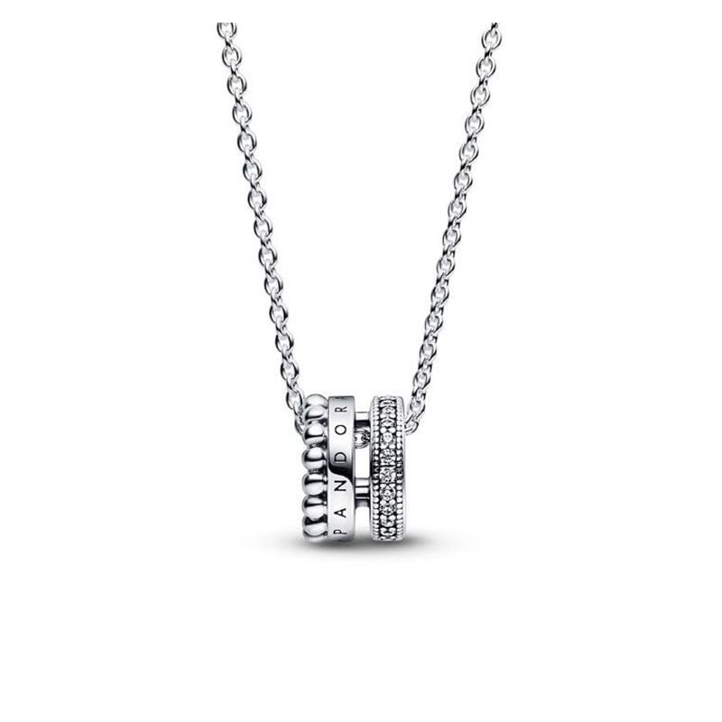 Pandora Signature Logo Pave & Beads Halskette 392311C01-45-1