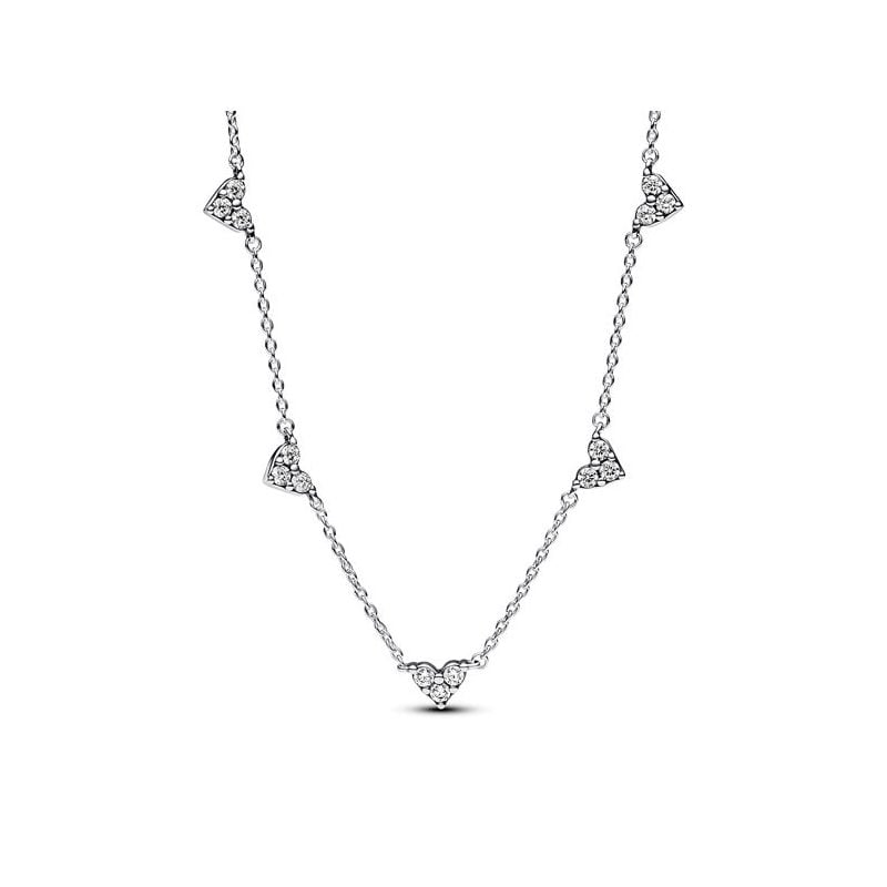 Pandora Triple Stone Heart Station Chain kaulakoru 393160C01-45-1