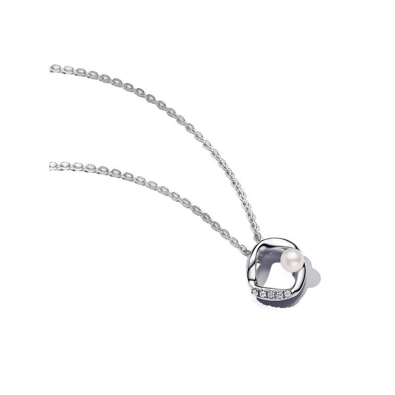 Pandora Organically Shaped Pavé Circle & Treated Freshwater Cultured Pearl Collier kaulakoru 393303C01-45-1