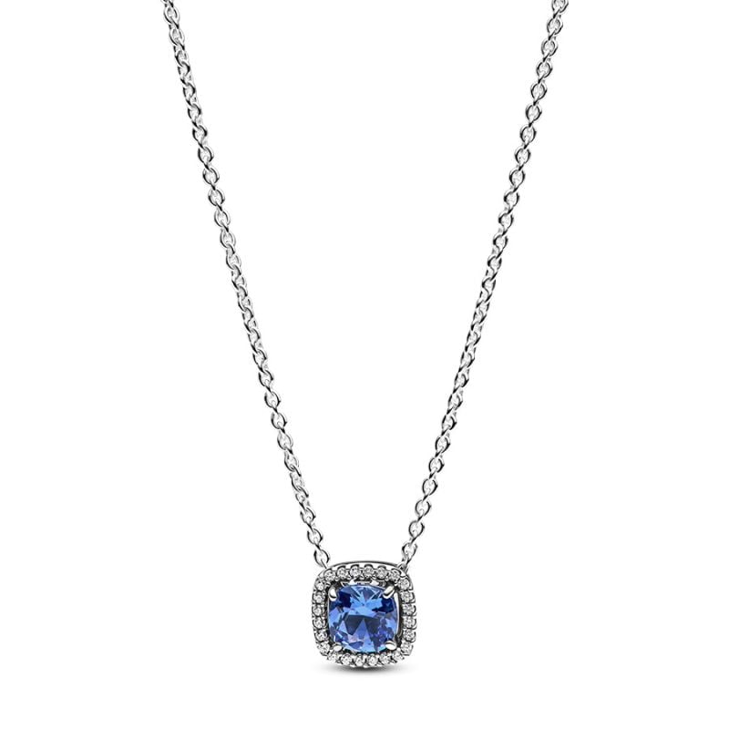 Pandora Sparkling Square Blue Halo Pendant Halskette 393560C01-45-1
