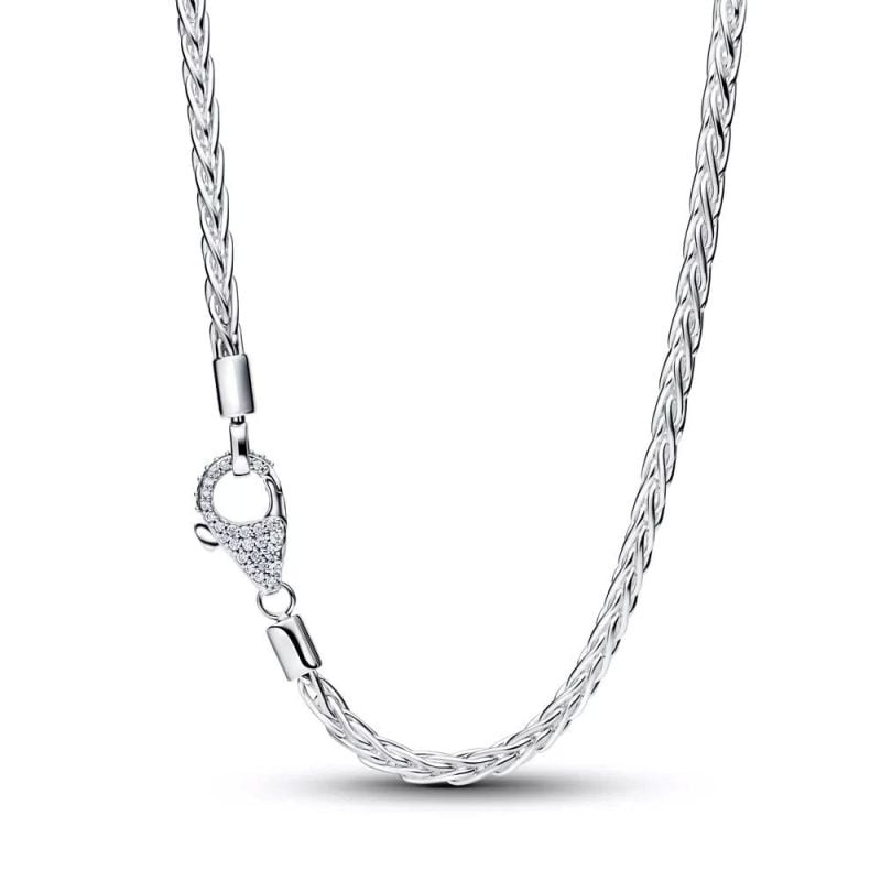 Pandora Pavé Clasp Foxtail Halskette 45 cm 394463C01
