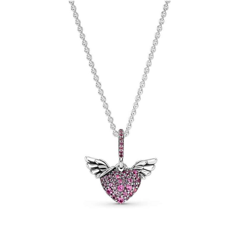 Pandora Pave Heart & Angel Wings kaulakoru 398505C02-45-1