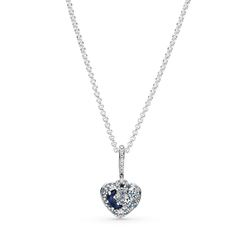 Pandora Sparkling Blue Moon & Stars Halskette 399232C01-50-1
