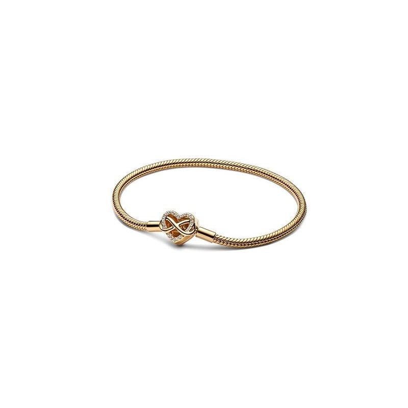 Pandora 14K Gold-Plated Infinity Heart Clasp Snake Chain rannekoru (16 cm) 563758C01-1