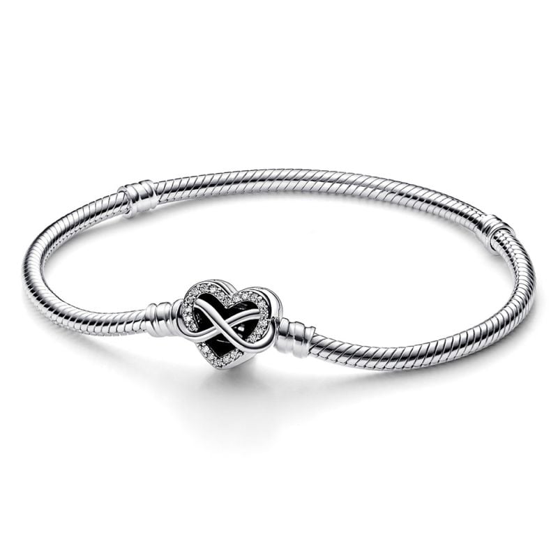 Pandora Moments Sparkling Infinity Heart Clasp Snake Chain Bracelet 17 cm 592645C01-1