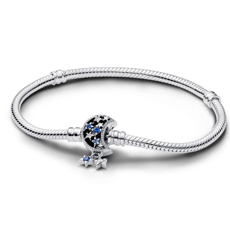 Pandora Moments Sparkling Moon Clasp Snake Chain rannekoru 20 cm 592819C01-1