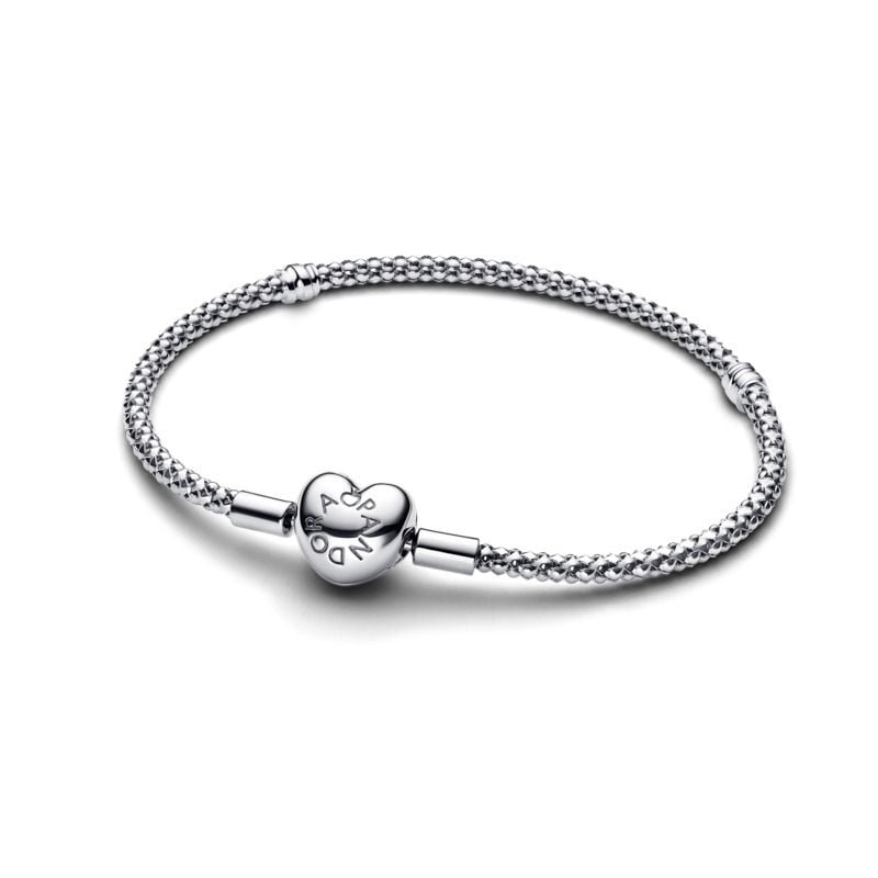 Pandora Heart Clasp Studded Chain Bracelet 593853C00