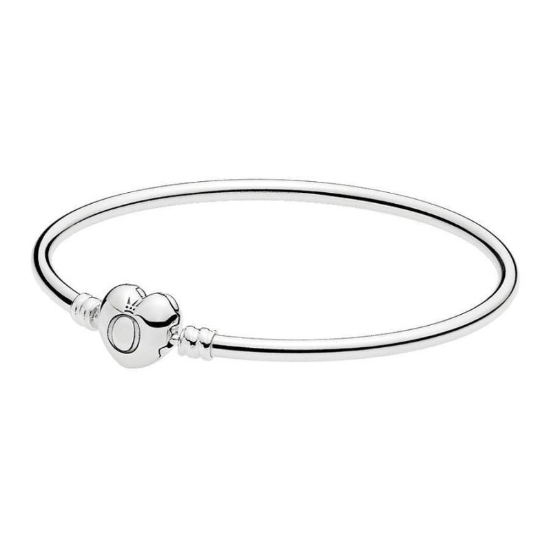 Pandora Moments Silver Heart Bangle 17 cm -rannekoru 596268-1