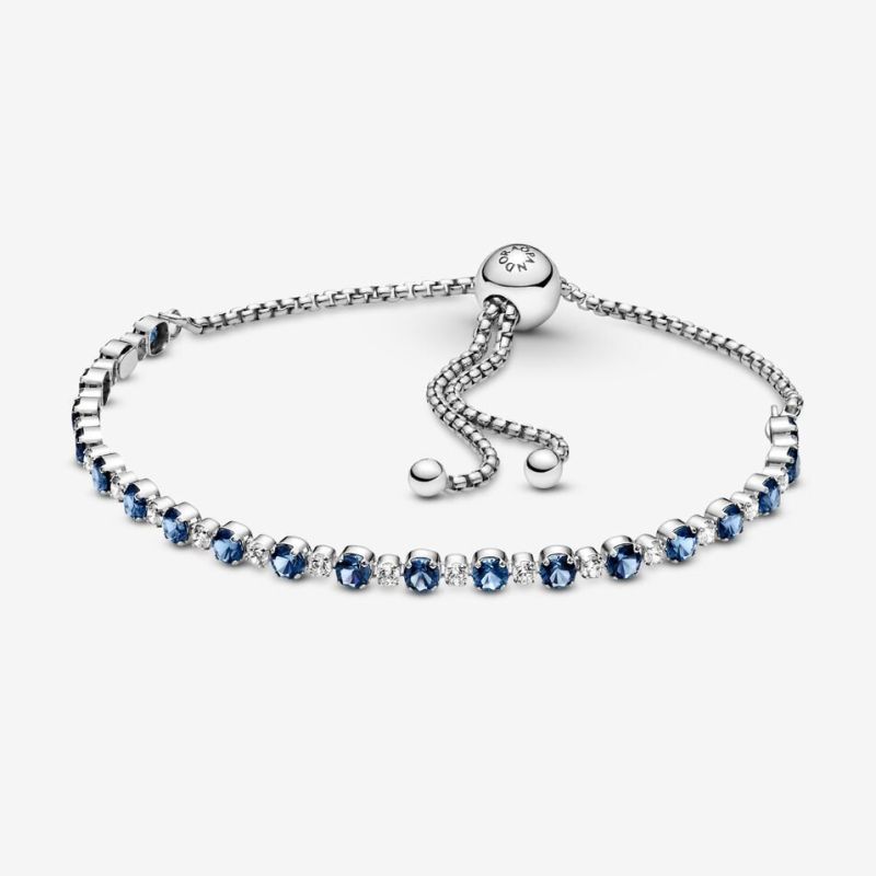 Pandora Blue and Clear Sparkle Slider -armband 599377C01-1-1