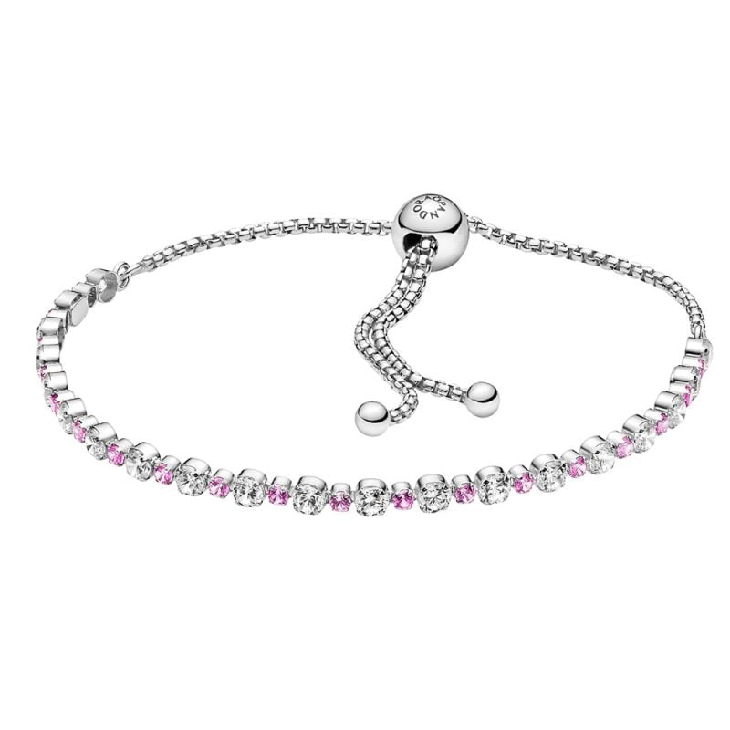 Pandora Pink & Clear Sparkle Slider Armband 599377C02-1-1