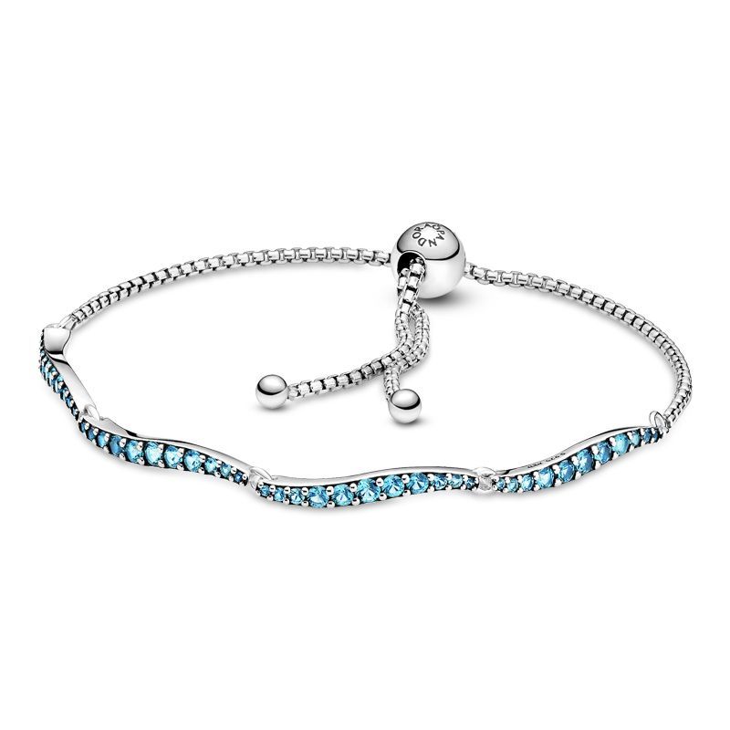 Pandora Blue Wavy Slider -rannekoru 599436C01-1