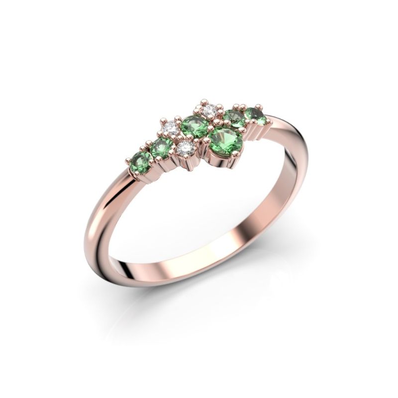 Festive Nelly Green timanttisormus, punakulta 609-019G-PK