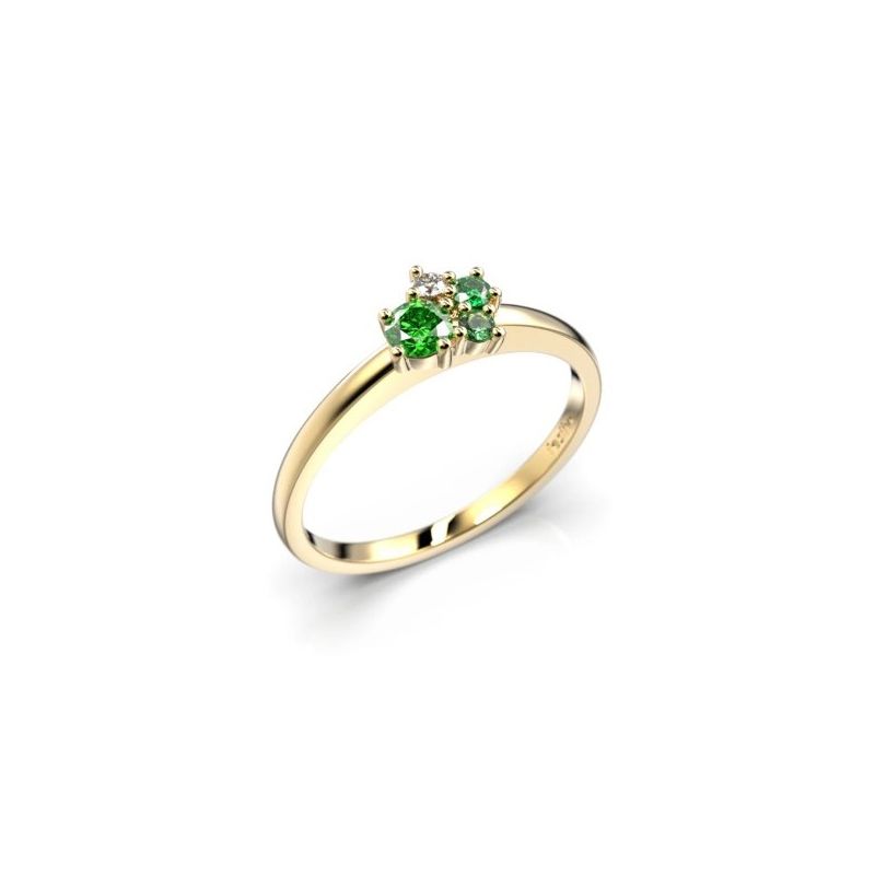 Festive Nadja Bloom Green timanttisormus, keltakulta 691-017G-KK