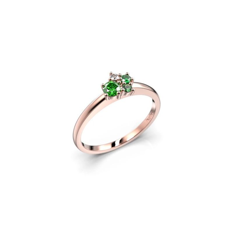 Festive Nadja Bloom Green timanttisormus, punakulta 691-017G-PK