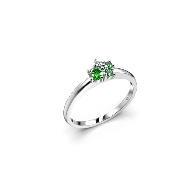 Festive Nadja Bloom Green timanttisormus, valkokulta 691-017G-VK