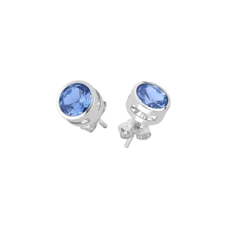 Valkokultaiset korvakorut / sininen kivi 6 mm 7-17176-332-1
