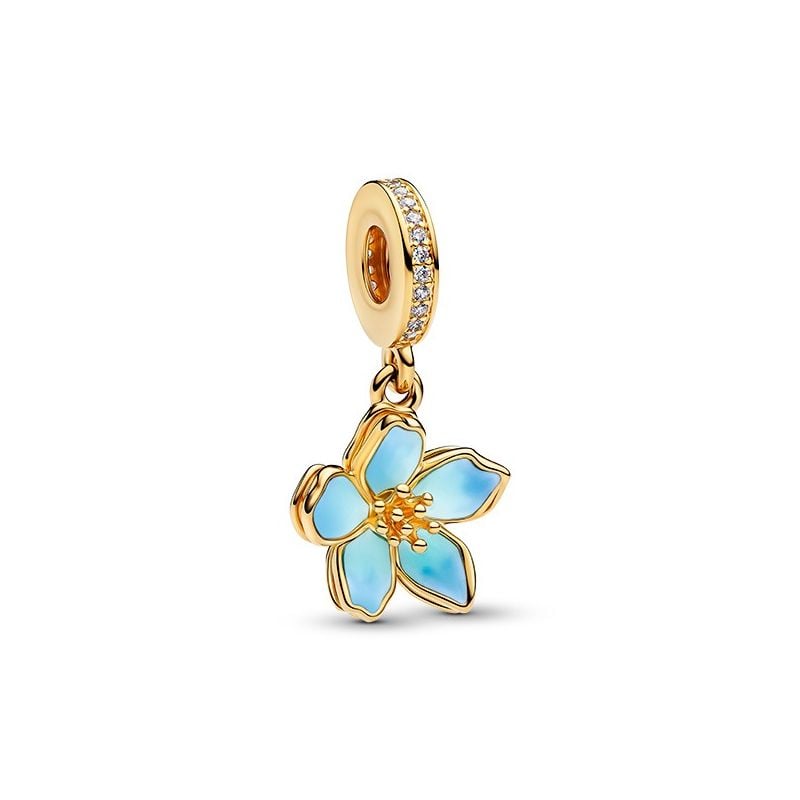 Pandora Blue Blossom Dangle hela, kullattu 760667C01