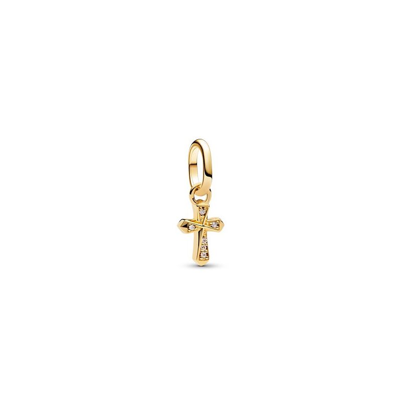 Pandora Sparkling Cross Mini Dangle hela, kullattu 763044C01