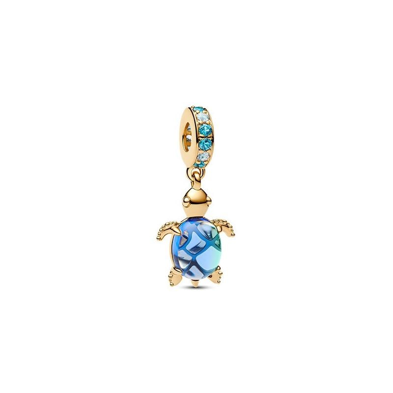 Pandora Blue Murano Sea Turtle Charm, vergoldet 768939C01