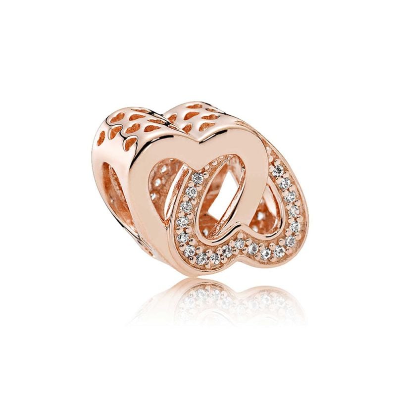 PAN RS ROSE INTERLOCKED HEARTS CZ-1