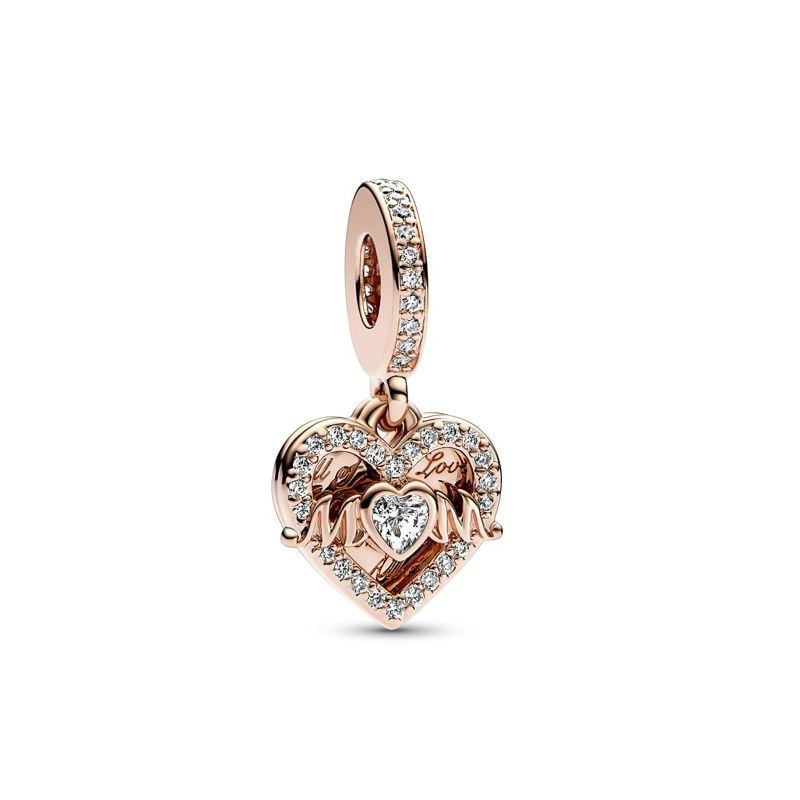 Pandora Rose Heart & Mum Dangle hela 789402C01-1