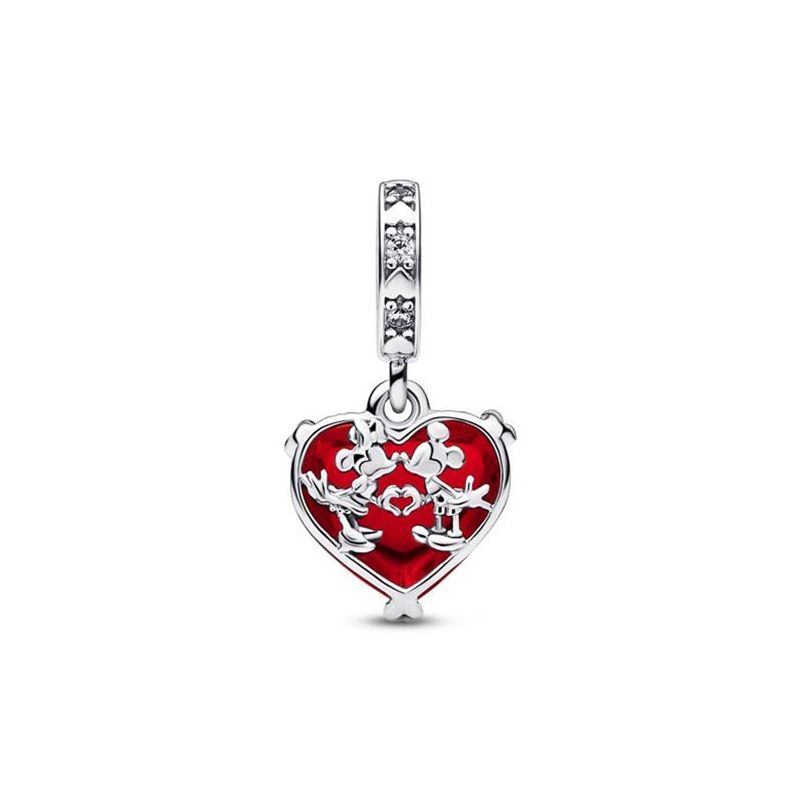 Pandora Disney Mickey & Minnie Mouse Kiss Red Murano Glass hela 792522C01-1